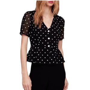 Aritzia Wilfred Button-Front Blouse in Black/Espace
